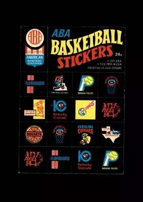 1971-72 Topps Trios Set-Break # 24A ABA Team SP/Logo Stickers EX-EXMINT • $0.79