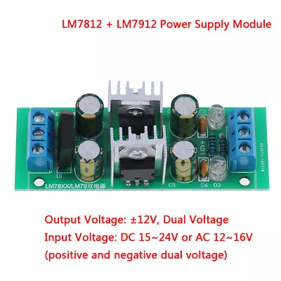 LM7812+LM7912±12V Dual Voltage Regulator Rectifier Bridge Power Supply Modu W02 • £3.44