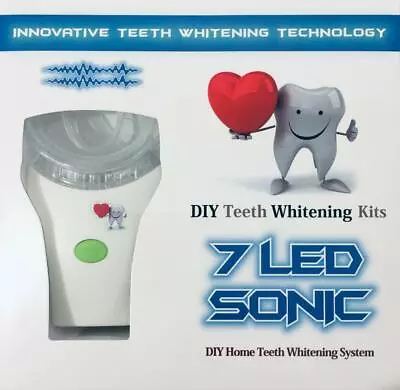 Teeth Whitening Kit - 7 LED Sonic Light + 3 X 5ml Gel - DIY Teeth Whitening Kits • $34.99