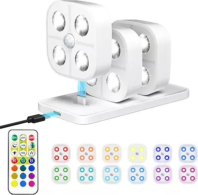 3 Pcs LED Step Light With Charging Station Rechargeable RGB Motion Sensor Step  • $40.53