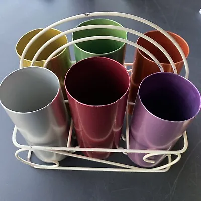 Perma Hues Vintage Aluminum Drinking Tumblers Set With Original Holder • $39.99