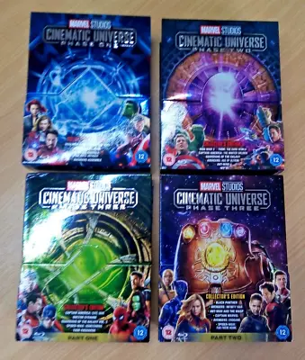 Marvel Cinematic Universe Blu Ray Collection Complete 4 Box Sets With Art Cards • £69.99