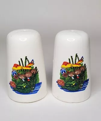 Vintage Frog & Mushrooms Salt And Pepper Shaker Set Ceramic  • $9