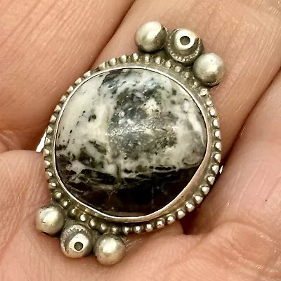 Navajo White Buffalo Turquoise Ring Sz 8 Sterling By Susie Cooke Matte Patina • $89.94