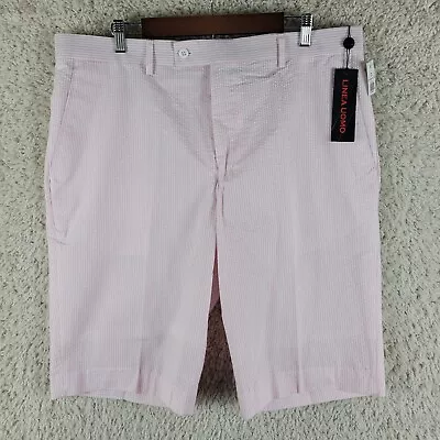 Linea Uomo Seersucker Bermuda Shorts Men's Size 38 X 12  Inseam Pink Striped NEW • $19.88