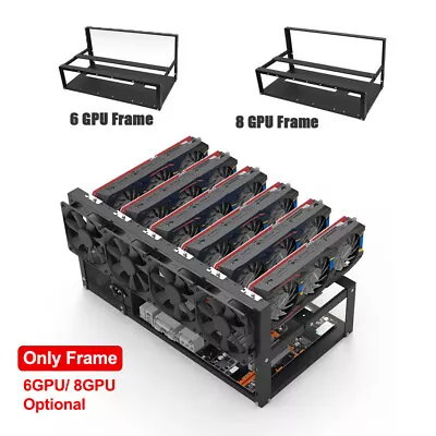 4/6/8/12 GPU Miners Open Air Mining Rig For ETC Minercase Computer Frame US • $23.99