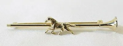 Vintage Gold Tone Horse Racing Horn & Horse Tie Bar Pin Brooch SN • £31.91