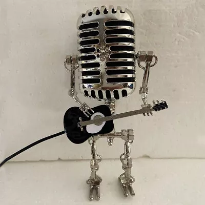 Vintage Microphone Robot Table Lamp Birthday Gifts Retro Holding Guitar Light US • $8.16