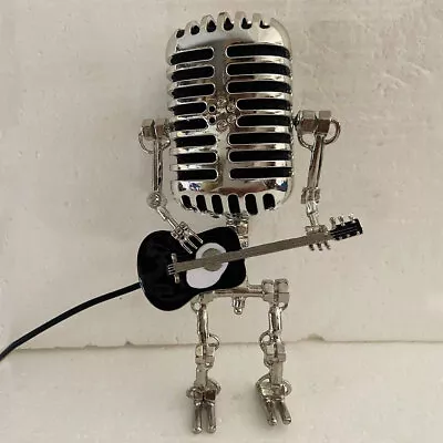 Vintage Microphone Robot Table Lamp Holding USB Guitar Light Mini Decor Lamp New • $8.81