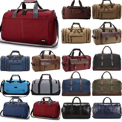 Unisex Canvas Duffle Bags Large Overnight Tote Travel Holdall Casual Weekend. • £21.79