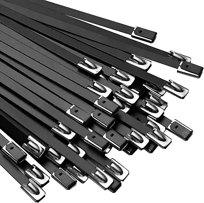 Black Zip Ties Made Of Metal 15.8 Inch Premium Heavy Duty Stainless Steel Wire M • $10.80