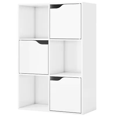 £41.99 • Buy White Bookcase 6 Cube Storage With Door Wooden Bookshelf Display Storage Cabinet