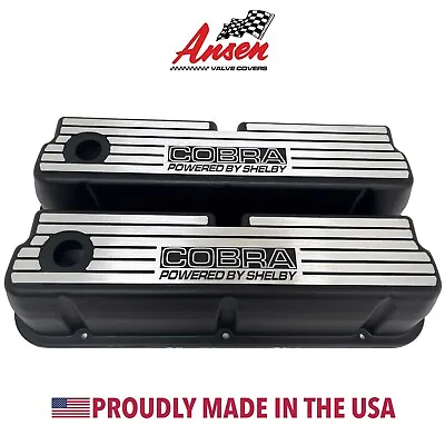 Ford 289 351 Windsor Cobra Powered By Shelby Tall Windsor Valve Covers - Black • $249