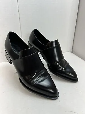 Vince Black Loafers Shoes Yaeger Leather Point-Toe Slip On Shoe US 7 M • $64.98