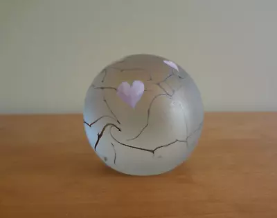 VTG Vandermark HVC 1981 Glass Handmade Art Studio Deco Pink Hearts Paperweight • $90