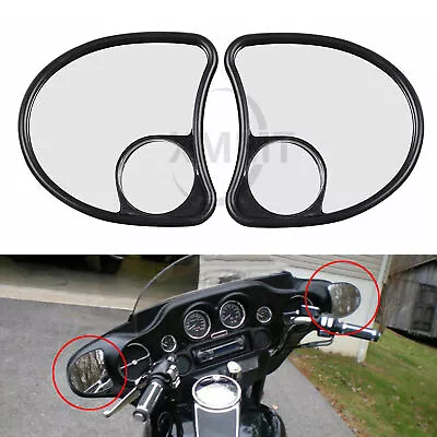 Motorcycle Black Batwing Inner Fairing Mount Mirrors Fit For Harley Street Glide • $35.98