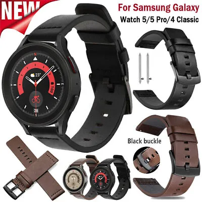 Leather Strap For Samsung Galaxy Watch 5/5 Pro 45 44 40mm 4 Classic 42 46mm Band • £8.15
