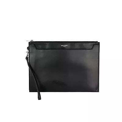 Saint Laurent Black Smooth Leather I-Pad Case Clutch • £566.84