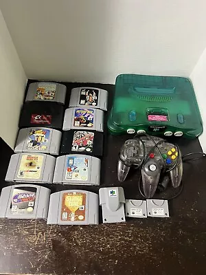 Nintendo 64 N64 Console Jungle Green Bundle +10 Games And More • $132.50