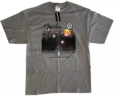 Fender VW Collaboration Men's L Concert In My Car Tour Gray Short Sleeve T Shirt • $24.99