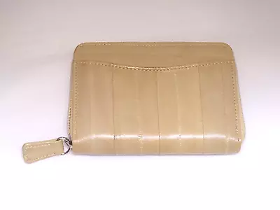 Vintage Genuine Eel Skin Leather - Coupon Organizer Accordion Wallet (Beige) • $12.99