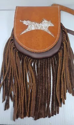 Pouch Purse Leather Horse Shape Cow Hide Hair Western Southwest Handmade  • $60