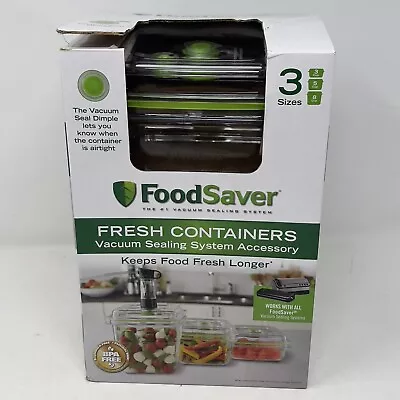 FoodSaver Fresh Containers - Vacuum Seal Accessory 3 5 And 8 Cup - NEW NIB • $49.99
