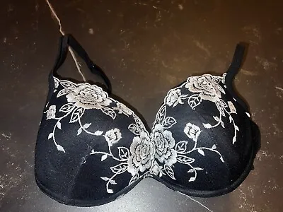 La Senza Black W/white Embroidery Underwired Bra Uk Size 34dd • £5