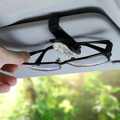 Bling Diamond Clip Vehicle Car Interior Sun Visor Sunglasses Eye Glasses Holder • £3.06