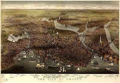$13.99 • Buy Vintage Map The City Of Boston 1873 USA POSTER PRINT WALL DECOR