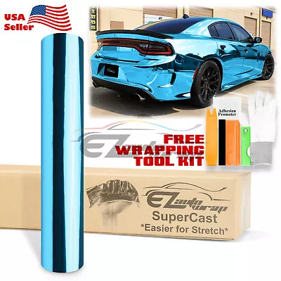 Supercast Chrome Light Blue Car Vinyl Wrap Decal Sticker Bubble Free Sheet Film • $300