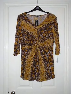 Nwt Mustard Browns Animal Print Top Stretch Size 20 • £5.99