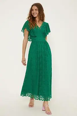 Oasis Lace Ruffle Sleeve Midi Dress • £23