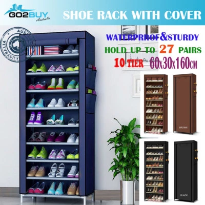 $32.95 • Buy Shoe Rack Stackable Cabinet Storage Organizer Portable Wardrobe With Cover