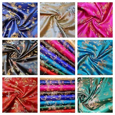 £4.59 • Buy Chinese Dragon Brocade Fabric Satin Dragon Craft Dress Décor Material 90cm Meter