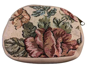 Vintage Floral Needlepoint Purse Tapestry Bag Clutch Coin Purse Zip • $12.95