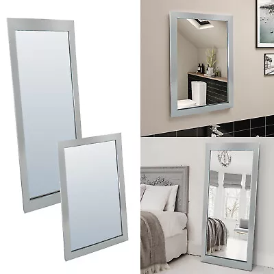 Wall Mount Silver Mirror Full Length Bathroom Bedroom Dressing Room Living Hall • £34.99