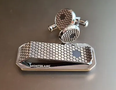 Montblanc Set Tie Bar And Cufflinks Honeycomb Mb 118598 And Mb 118619 • $141.99