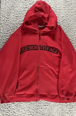 The North Face Sweater Mens 5XL Red Hoodie Full Zip Up Spell Out Embroidered • $42.98