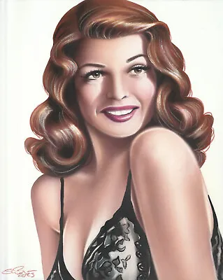 Rita Hayworth 8x10 Original Painting Airbrush Pin Up Vintage Hollywood • $87.99