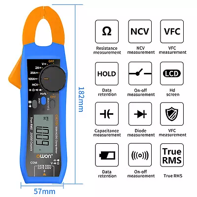 CM210E Mini Clamp Meter AC/DC Current Voltage True RMS NCV AC Frequency Response • $31.99