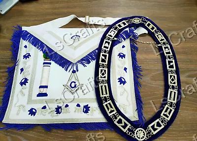 Masonic Regalia Master Mason Apron Hand Embroidered Apron And Chain Collar • $95