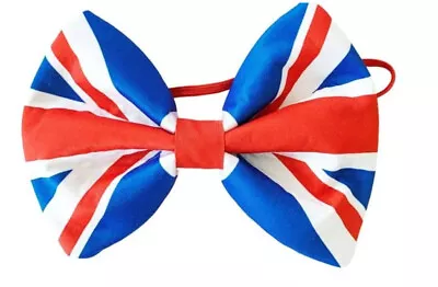 Unisex Union Jack Blue Red White Pattern Novelty Party Bow Tie 17 X 12cm New • £3.99