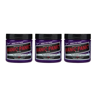 Manic Panic Violet Night Classic Creme Vegan Semi Permanent Hair Dye 3 X 118ml • £21.99