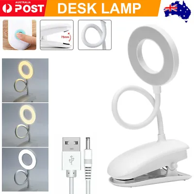 Flexible Clamp Clip-On LED Light Reading Table Desk Bed Bedside USB Night Lamp • $15.47