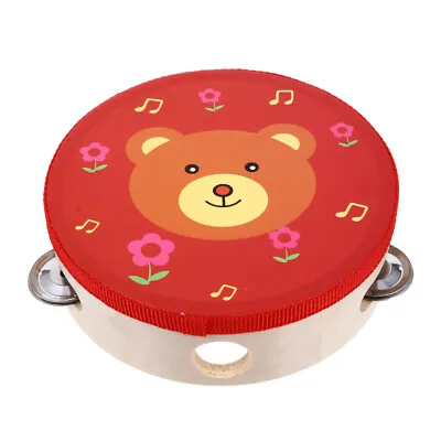  Tambourine Handheld Jingle Bells Sleigh Handbells Cartoon Music Baby Child • £8.48