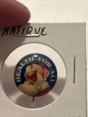 Vintage Tin Litho Natl Tuberculosis Christmas Santa  Health For All  Pinback Pin • $10