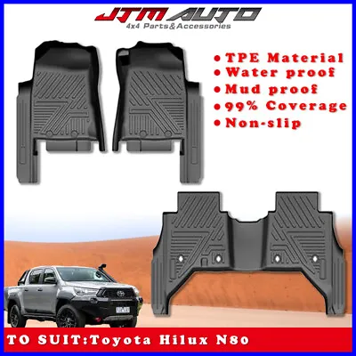 UltraMat 5D TPE Door Sill Covered Floor Mats To Suit Toyota Hilux N80 2015+ • $166.50