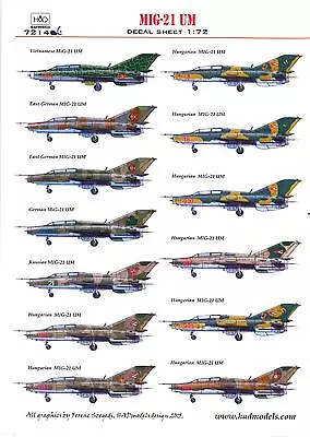 Hungarian Aero Decals 1/72 MIKOYAN MiG-21 UM Jet Fighter Part 1 • $12.99