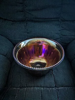 Vintage 70s Indiana Punch Bowl Amber Carnival Glass Iridescent Grape Harvest • $29.99